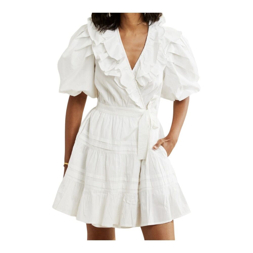 Anthropologie House of Harlow Ruffled Cottagecore Puff Sleeve Wrap Dress‎ S $268